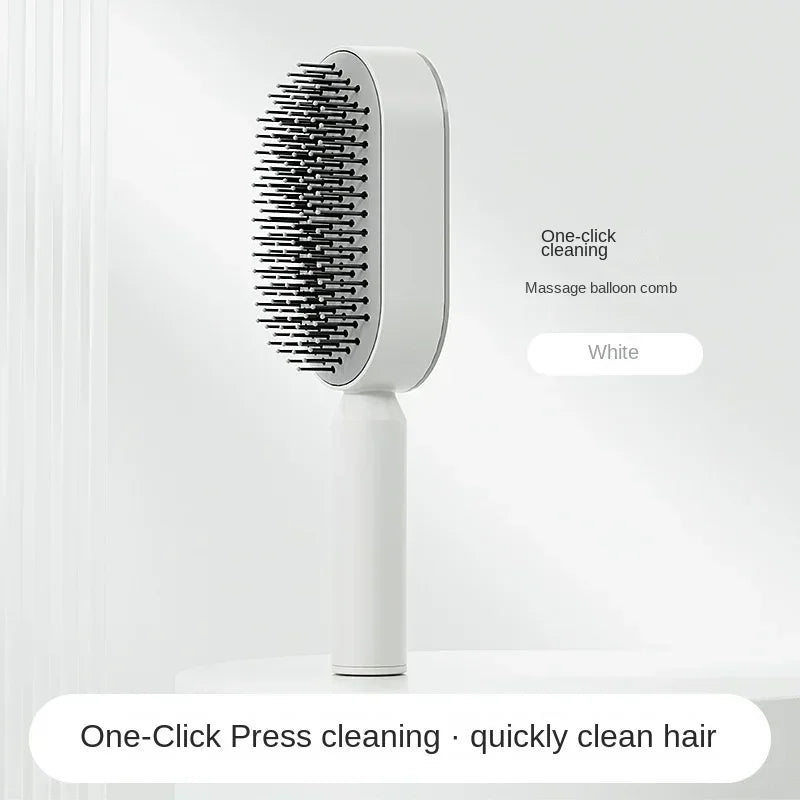One-Key Self Cleaning Hair Brush – Anti-Static Airbag Massage Comb