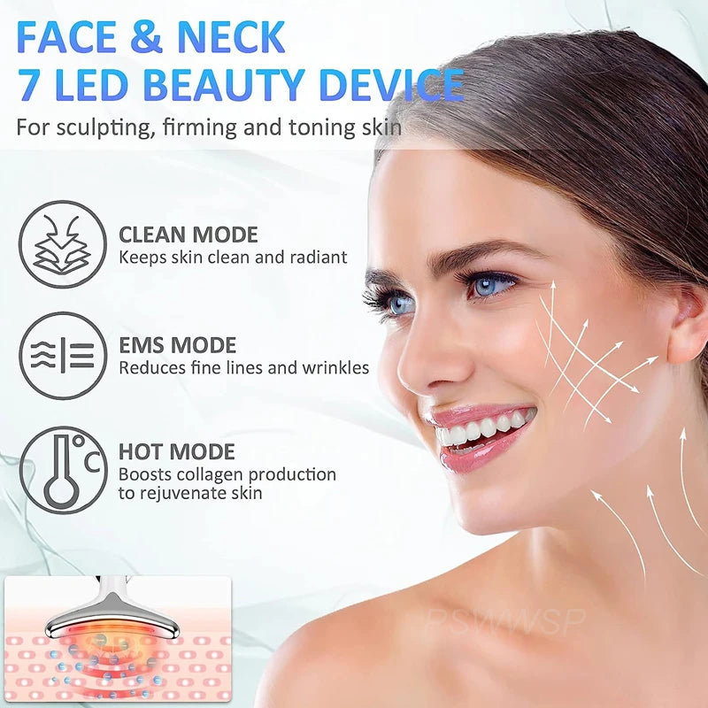 LumiGlow™ 7-in-1 LED Facial & Neck Lifting Device
