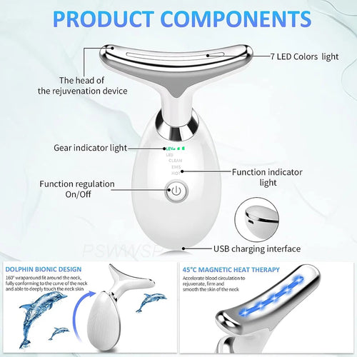 LumiGlow™ 7-in-1 LED Facial & Neck Lifting Device