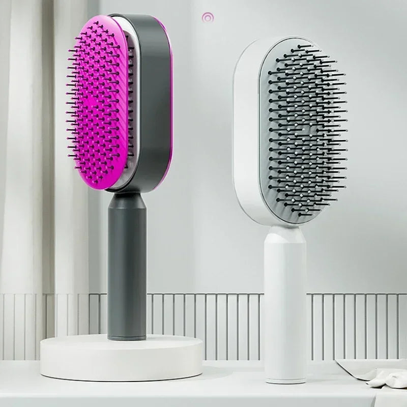 One-Key Self Cleaning Hair Brush – Anti-Static Airbag Massage Comb