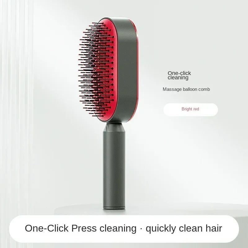 One-Key Self Cleaning Hair Brush – Anti-Static Airbag Massage Comb